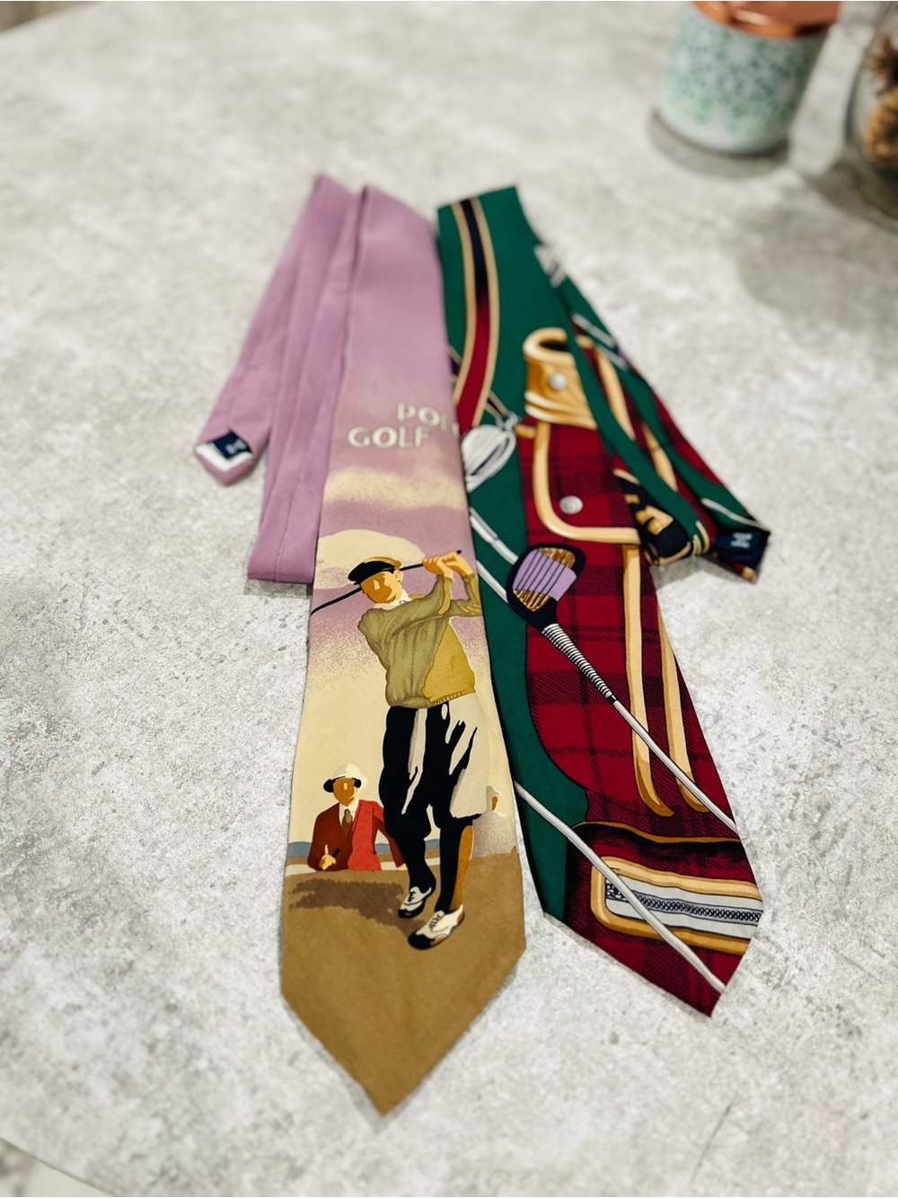Vintage Polo Golf Ralph Lauren 100% Silk Necktie Lot - Golf Theme (Set of 2)